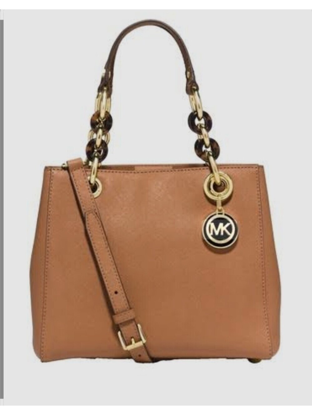 Michael Kors Cynthia Small North South Satchel Bag Crossbody Peanut Tan $298